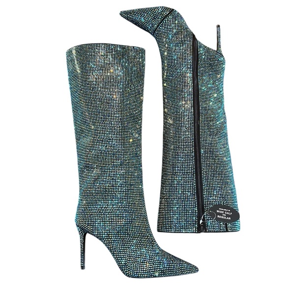 I.N.C. International Concepts Havannah Knee High Boots Green Bling Size 9.5 - Picture 6 of 9